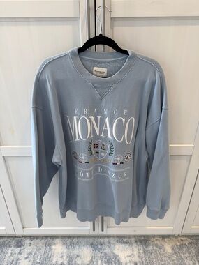 Abercrombie & Fitch Light Blue Monaco Graphic Crewneck Sweatshirt
